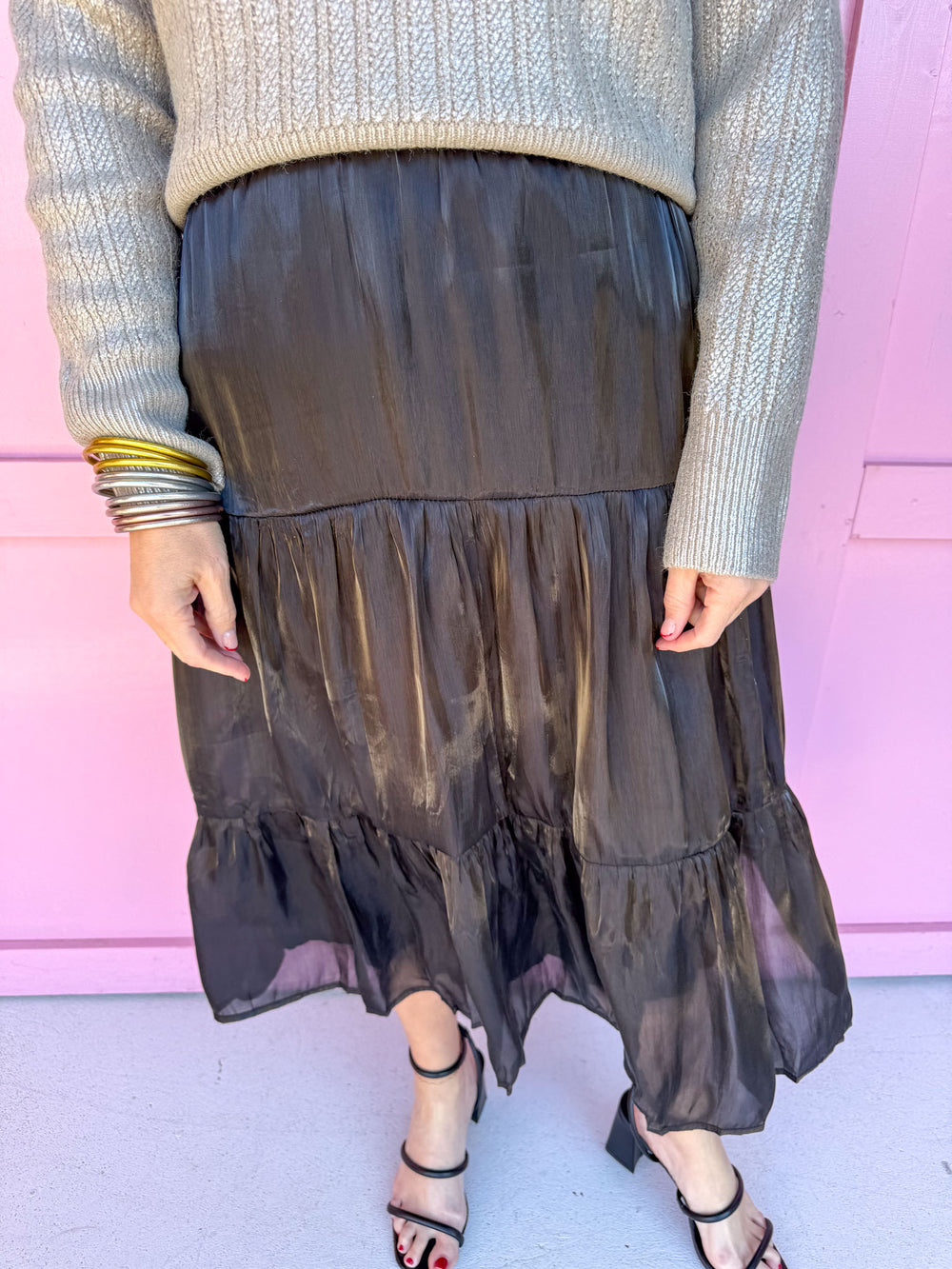 Jincy's Women's Boutique Winter Styles Holiday Black Tiered Skirt