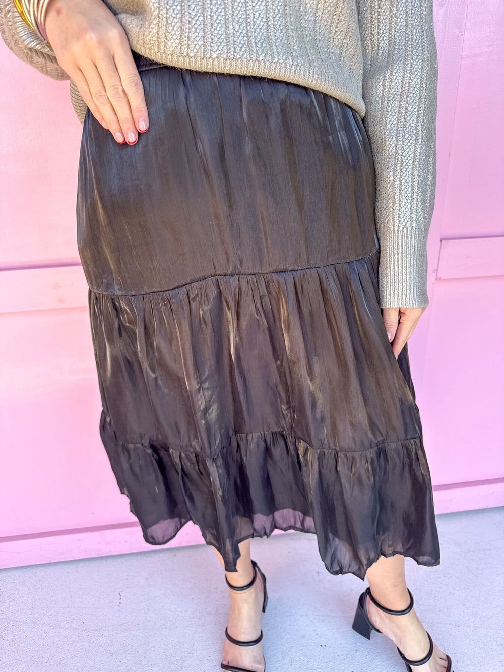 Jincy's Women's Boutique Winter Styles Holiday Black Tiered Skirt