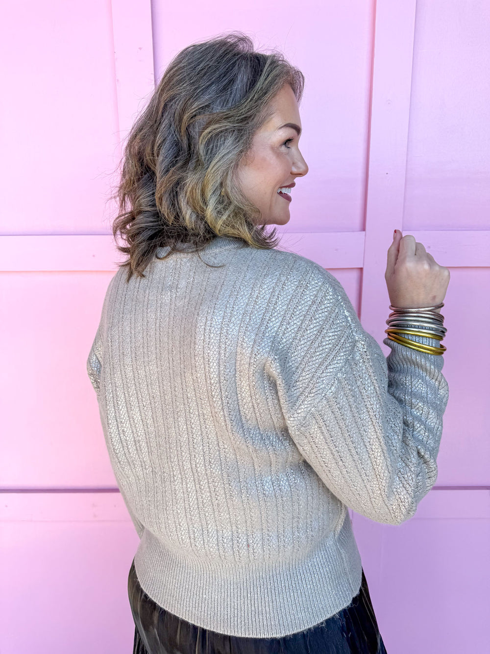 Jincy's Women's Boutique Winter Styles Plus Size Holiday Silver Sweater