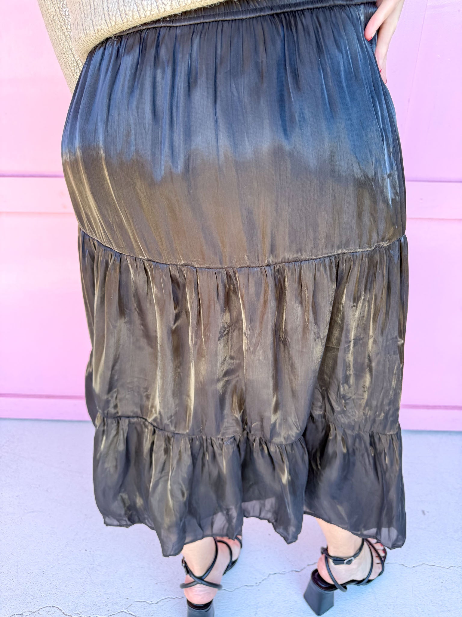 Jincy's Women's Boutique Winter Styles Holiday Black Tiered Skirt