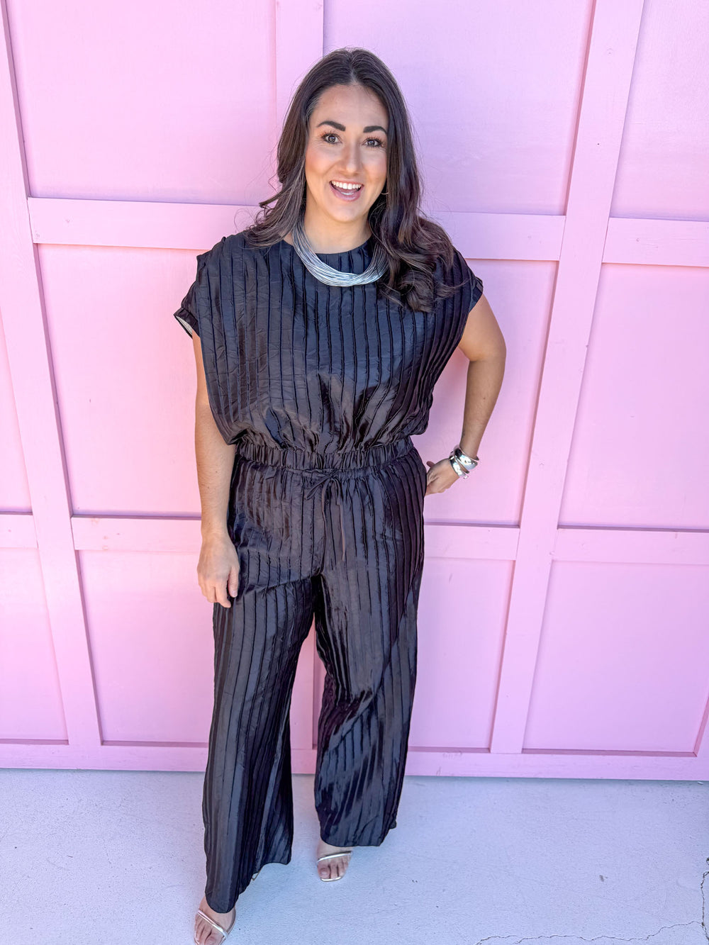 Glamour & Shine Set black dressy party attire top & bottom womens boutique jincy's 