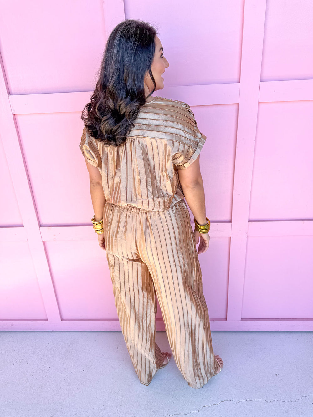 Glamour & Shine Set Gold dressy party attire top & bottom womens boutique jincy's 