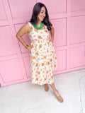 womens boutique dress floral whites oranges tiered lined jincy's