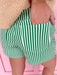 womens boutique green white stripe button pockets shorts jincy's 