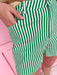 womens boutique green white stripe button pockets shorts jincy's 