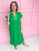 womens boutique dress light weight green collared vneck slits pockets jincys