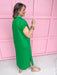 womens boutique dress light weight green collared vneck slits pockets jincys