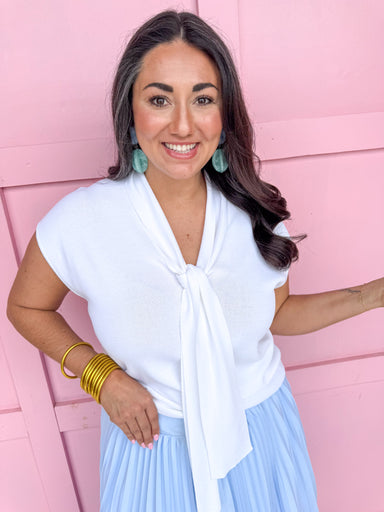 womens boutique top ivory tie short sleeve spring top jincy's