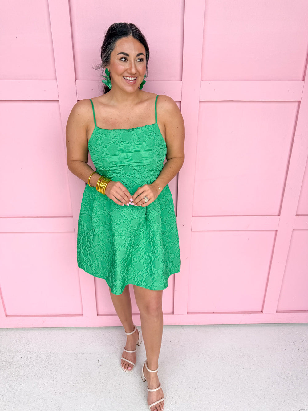 womens boutique green textured mini has pockets jincy's