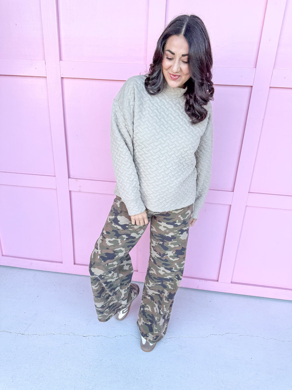 Jincy's Women's Boutique Duck & Camo Plus Size quilted pattern mock neck 