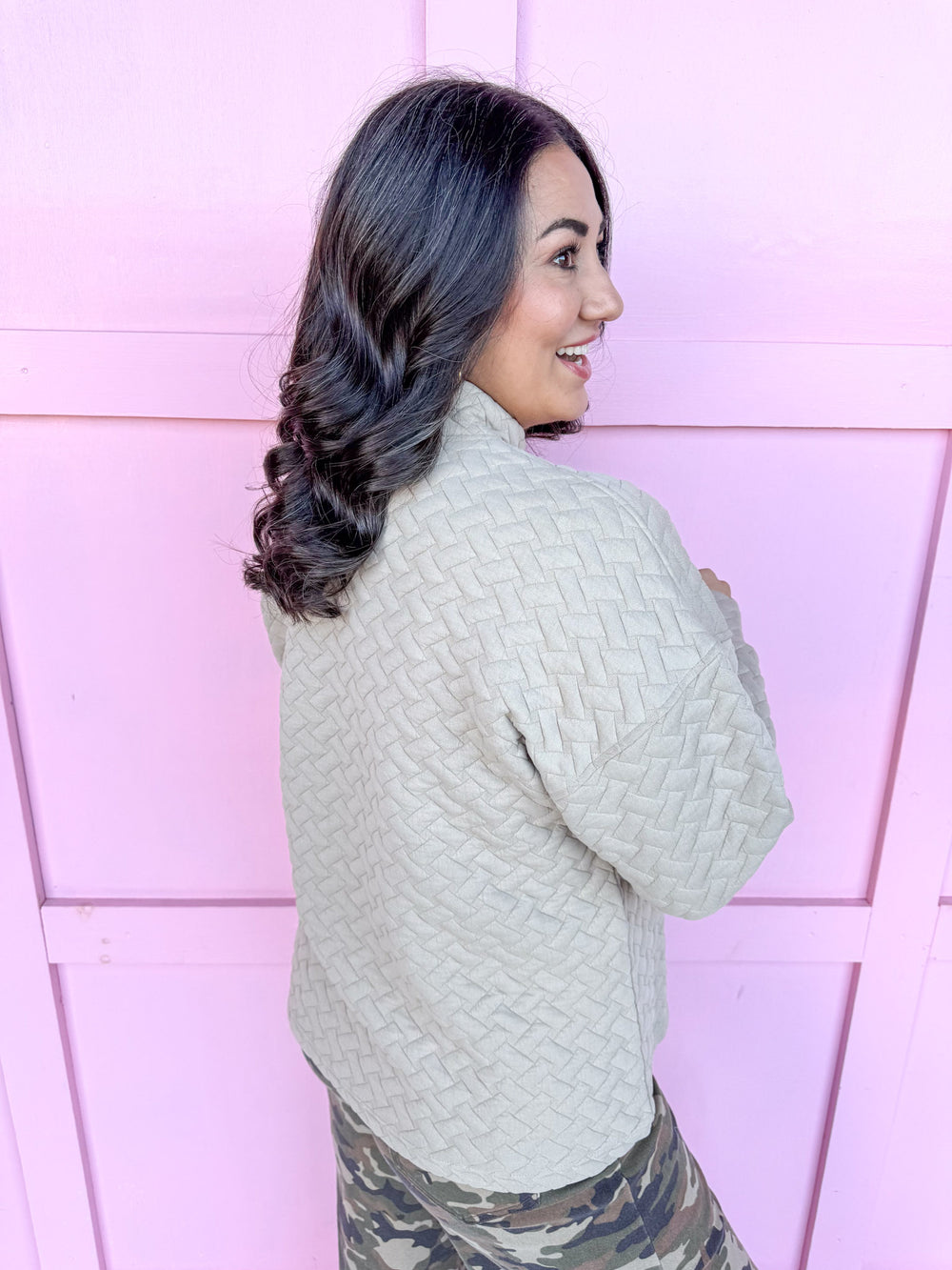 Jincy's Women's Boutique Duck & Camo Plus Size quilted pattern mock neck 