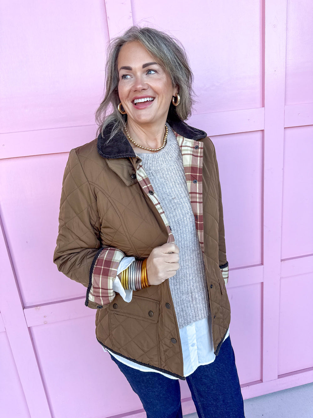 Jincy's Women's Boutique Duck & Camo Plus Size Decoy Quilted Jacket Brown