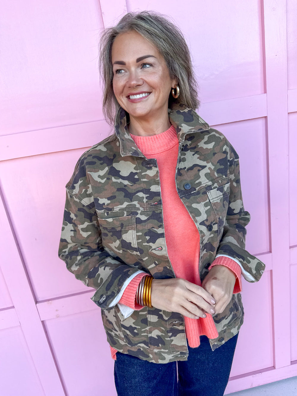 Jincy's Women's Boutique Duck & Camo dark camo cello jean jacket