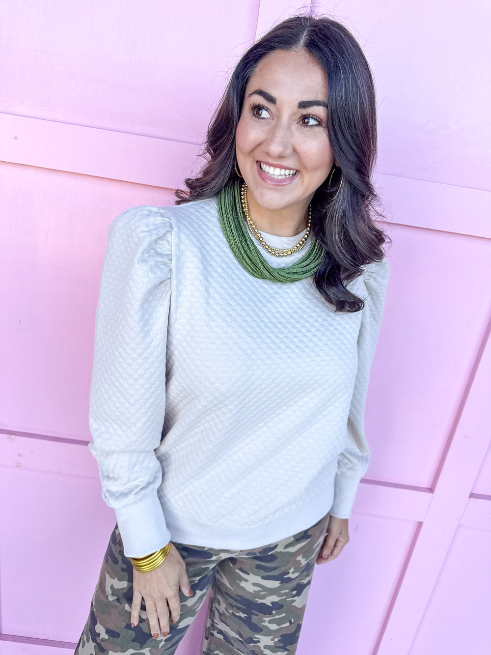 Jincy's Women's Boutique Duck & Camo Plus Size puff sleeve quilted pattern 