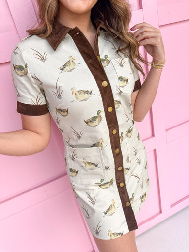 Jincy's Women's Boutique Duck & Camo Mallard Muse Dress Watercolor Mallard Duck