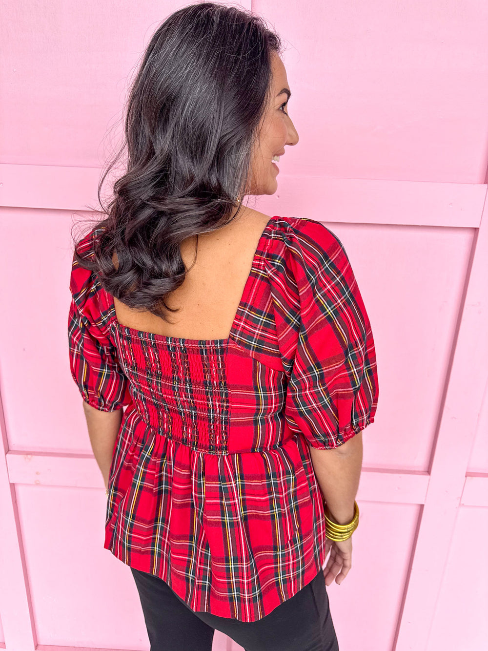 Jincy's Women's Boutique Isabel Top in Red Plaid Plus Size