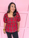 Jincy's Women's Boutique Isabel Top in Red Plaid Plus Size