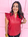 Jincy's Women's Boutique Make It Happen Top Red Faux Leather Top with Ruffles