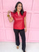 Jincy's Women's Boutique Make It Happen Top Red Faux Leather Top with Ruffles