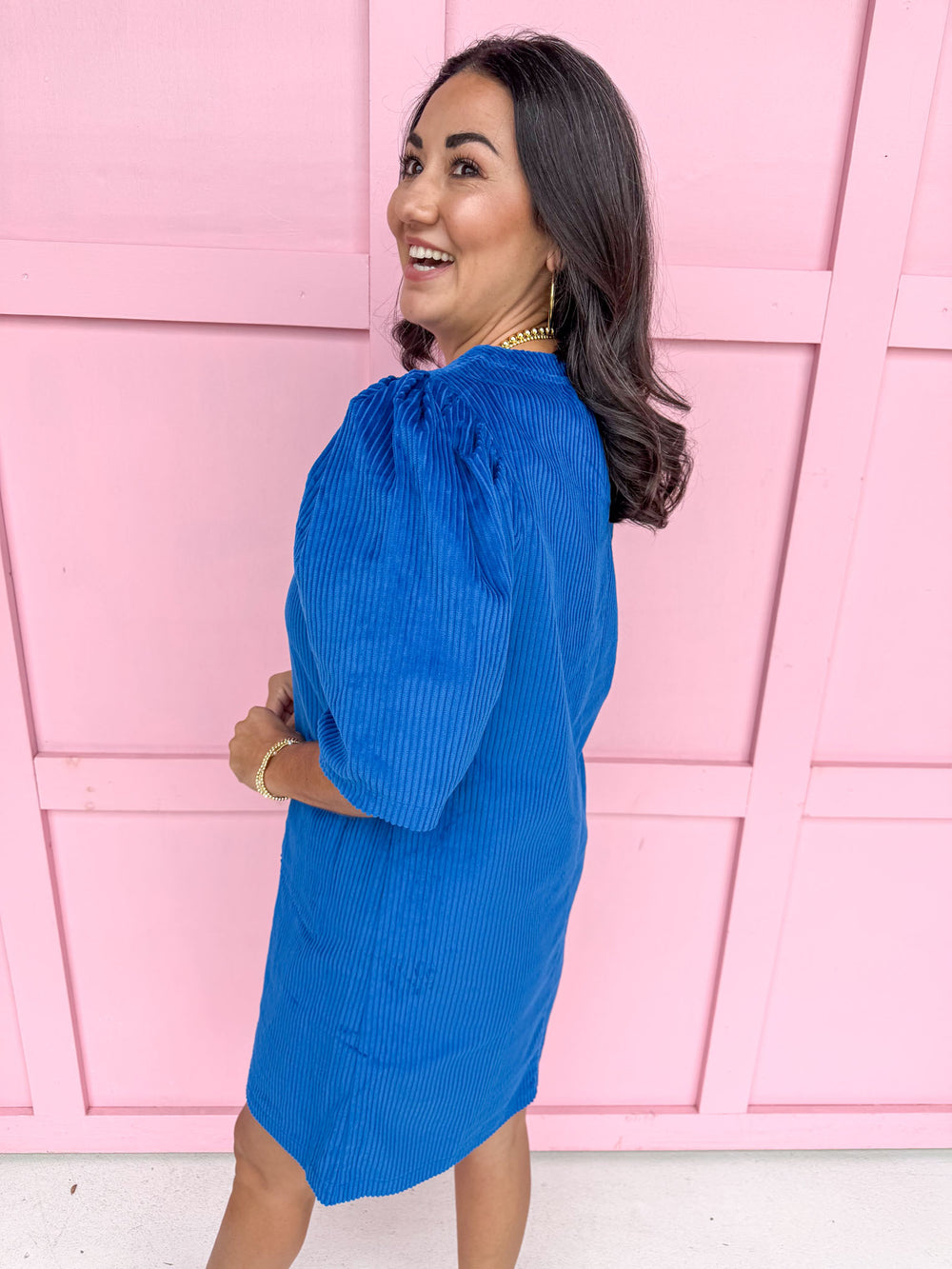 Jincy's Women's Boutique Kind Energy Dress Blue Corduroy Dress