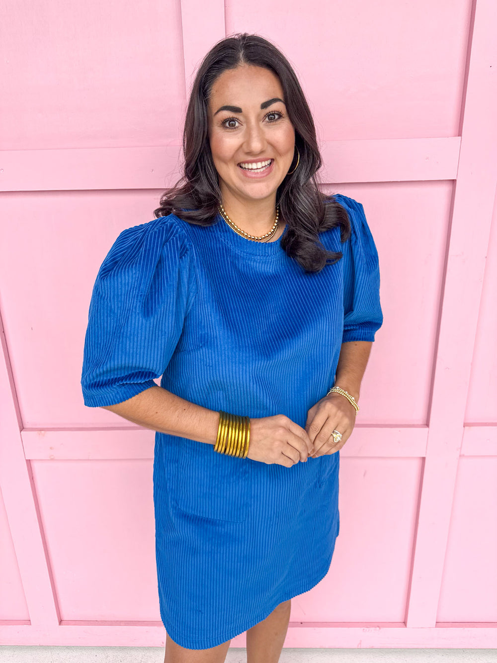 Jincy's Women's Boutique Kind Energy Dress Blue Corduroy Dress