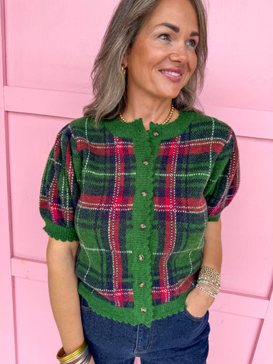 Jincy's Women's Boutique Perfectly Plaid Top in Green