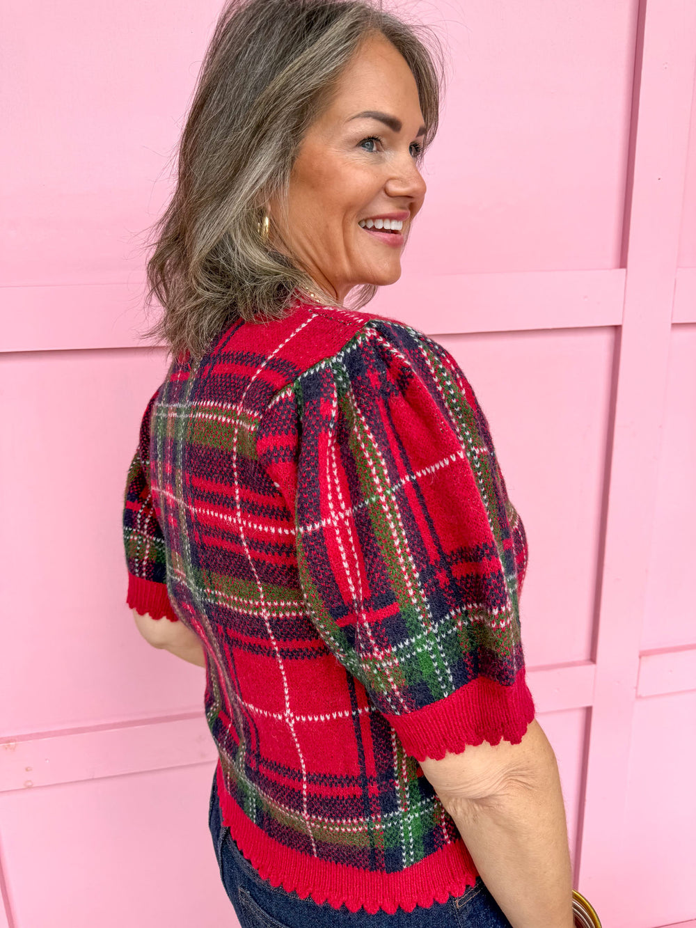 Jincy's Women's Boutique Perfectly Plaid Top in Red