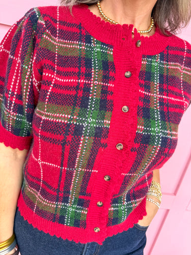 Jincy's Women's Boutique Perfectly Plaid Top in Red