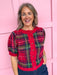 Jincy's Women's Boutique Perfectly Plaid Top in Red
