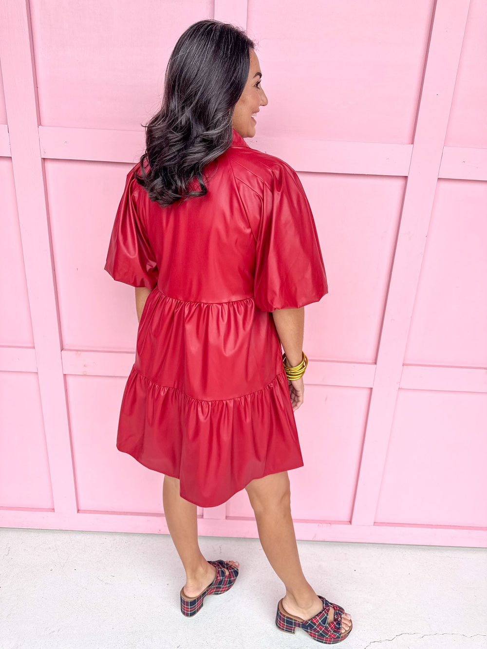 Jincy's Women's Boutique Flirty Allure Dress Red Faux Leather Dress