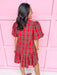 womens boutique christmas plaid gold buttons puff sleeves mini length jincy's