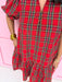 womens boutique christmas plaid gold buttons puff sleeves mini length jincy's