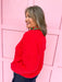 Jincy's Women's Boutique Warm & Cozy Mock Neck Sweater in Red Cable Knit Sweater Plus Size
