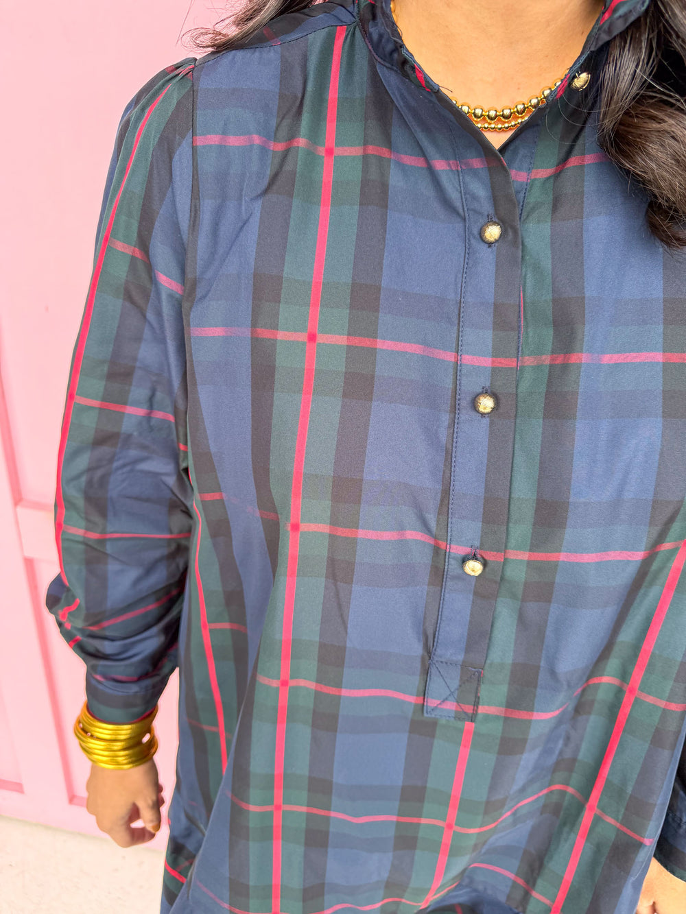 Jincy's Women's Boutique Plaid Perfection Dress Navy Mini Dress