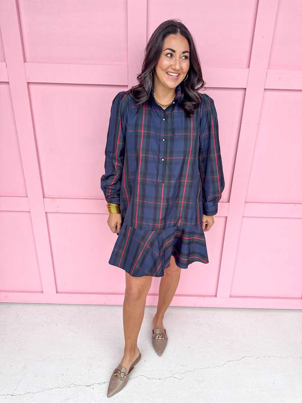 Jincy's Women's Boutique Plaid Perfection Dress Navy Mini Dress