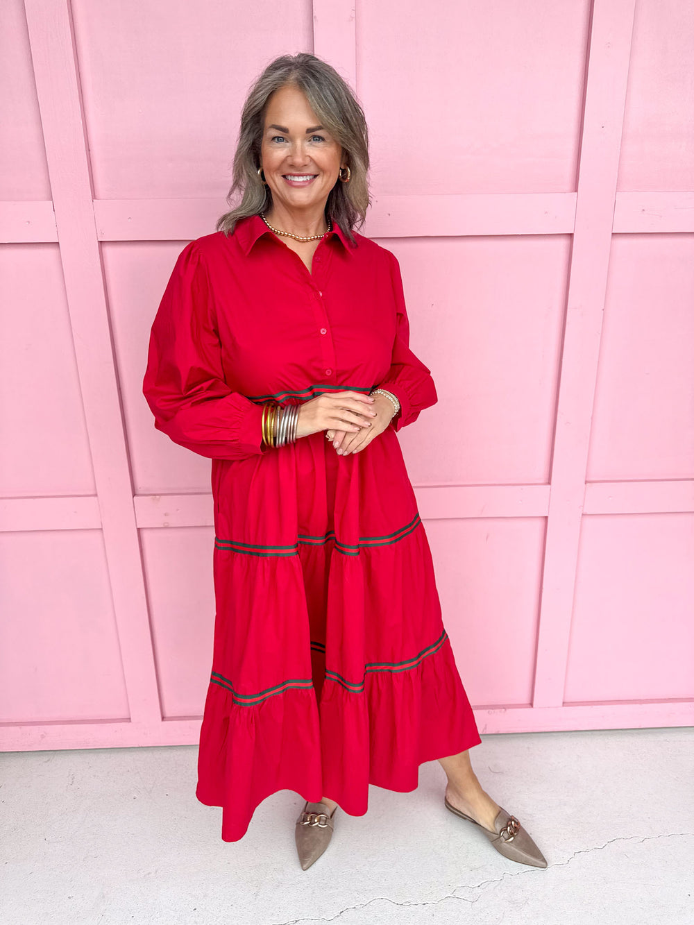 Jincy's Women's Boutique Plain & Simple Dress in Red Midi Dress