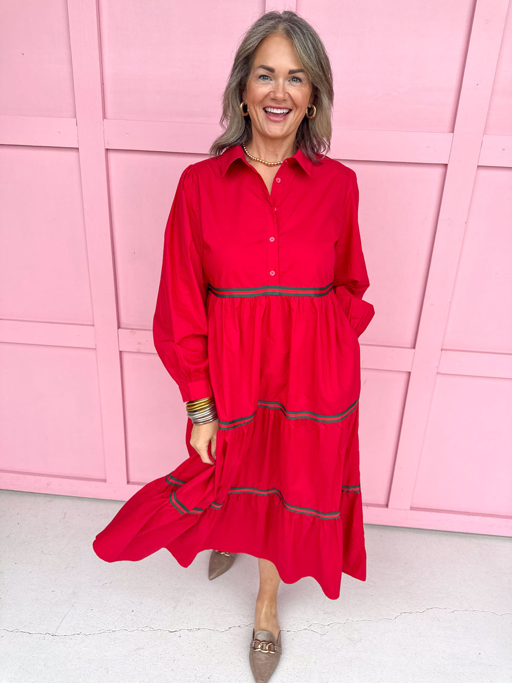 Jincy's Women's Boutique Plain & Simple Dress in Red Midi Dress