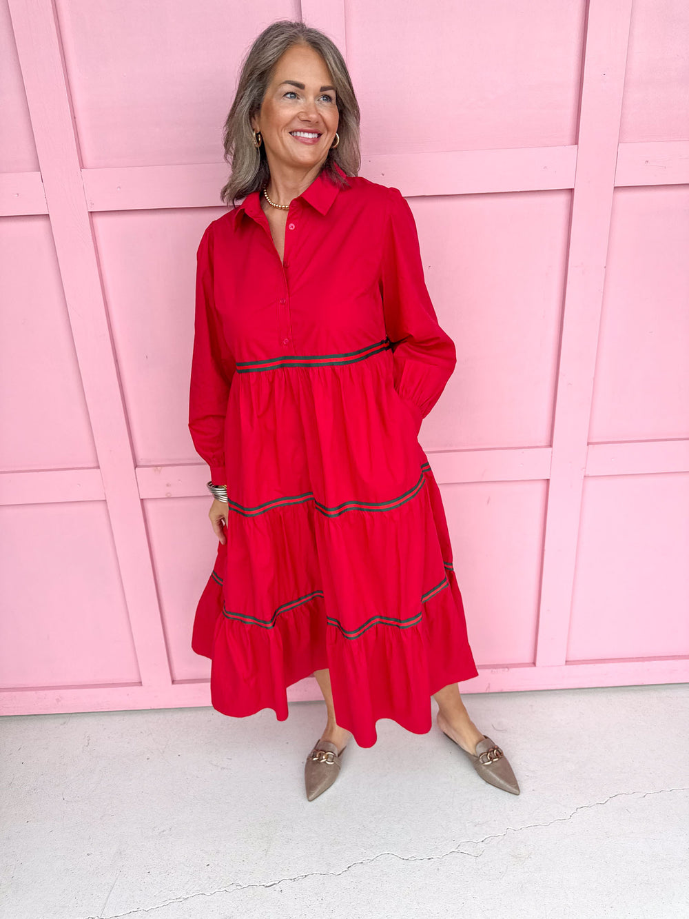 Jincy's Women's Boutique Plain & Simple Dress in Red Midi Dress