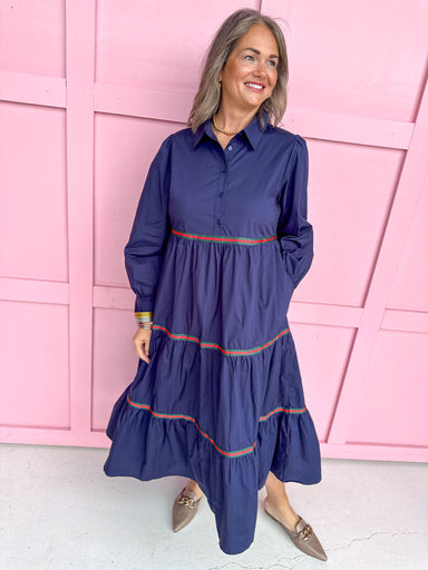 Jincy's Women's Boutique Plain & Simple Dress in Navy Midi Dress