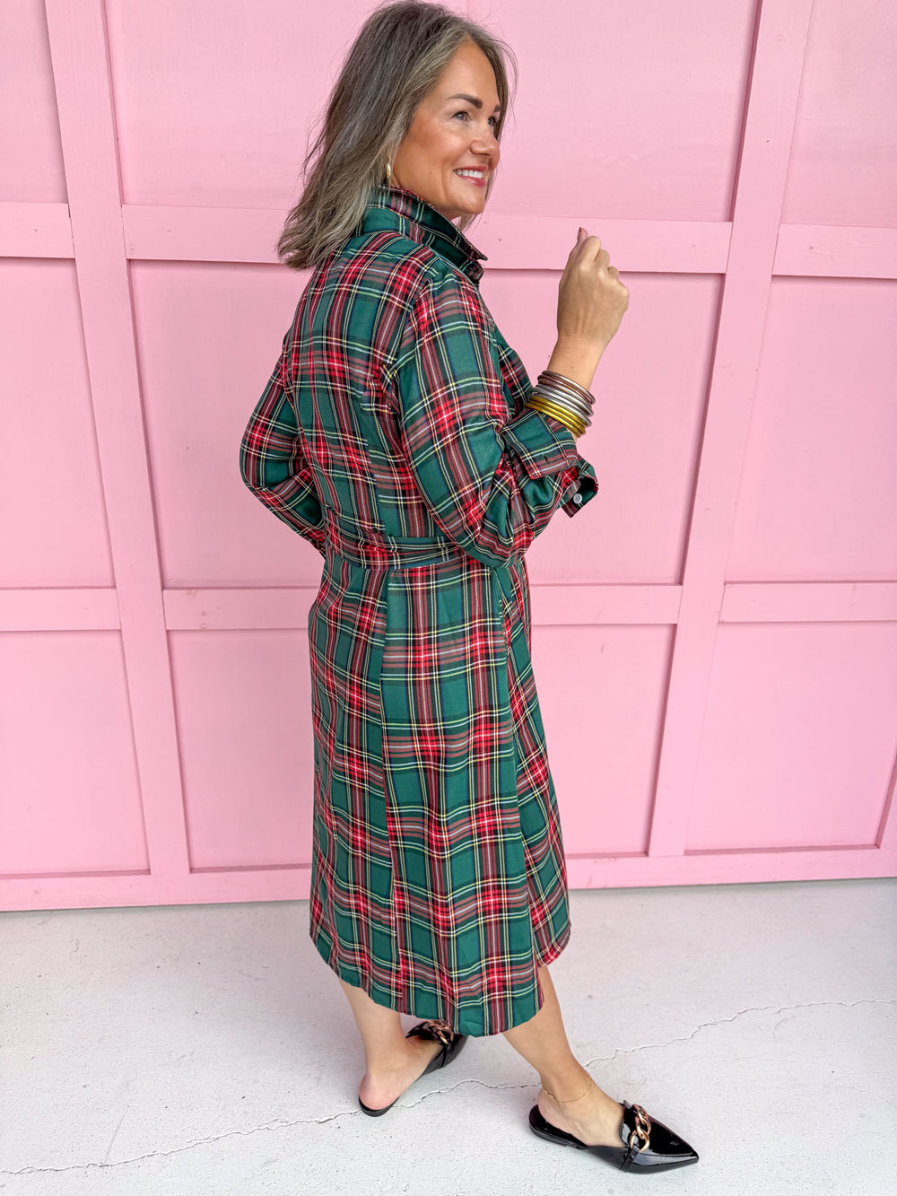 Jincy's Women's Boutique In The Spirit Dress Green Holiday Plaid Dress Plus Size