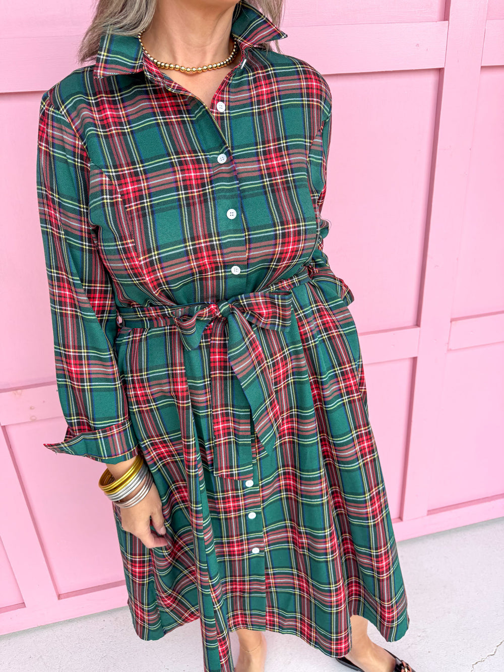 Jincy's Women's Boutique In The Spirit Dress Green Holiday Plaid Dress Plus Size