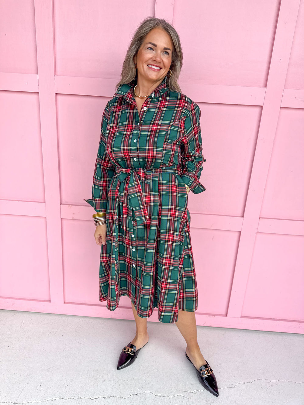 Jincy's Women's Boutique In The Spirit Dress Green Holiday Plaid Dress Plus Size