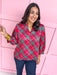 Mary Square Tamryn Top in Plaid About You Plus Size Red Green Pink Top