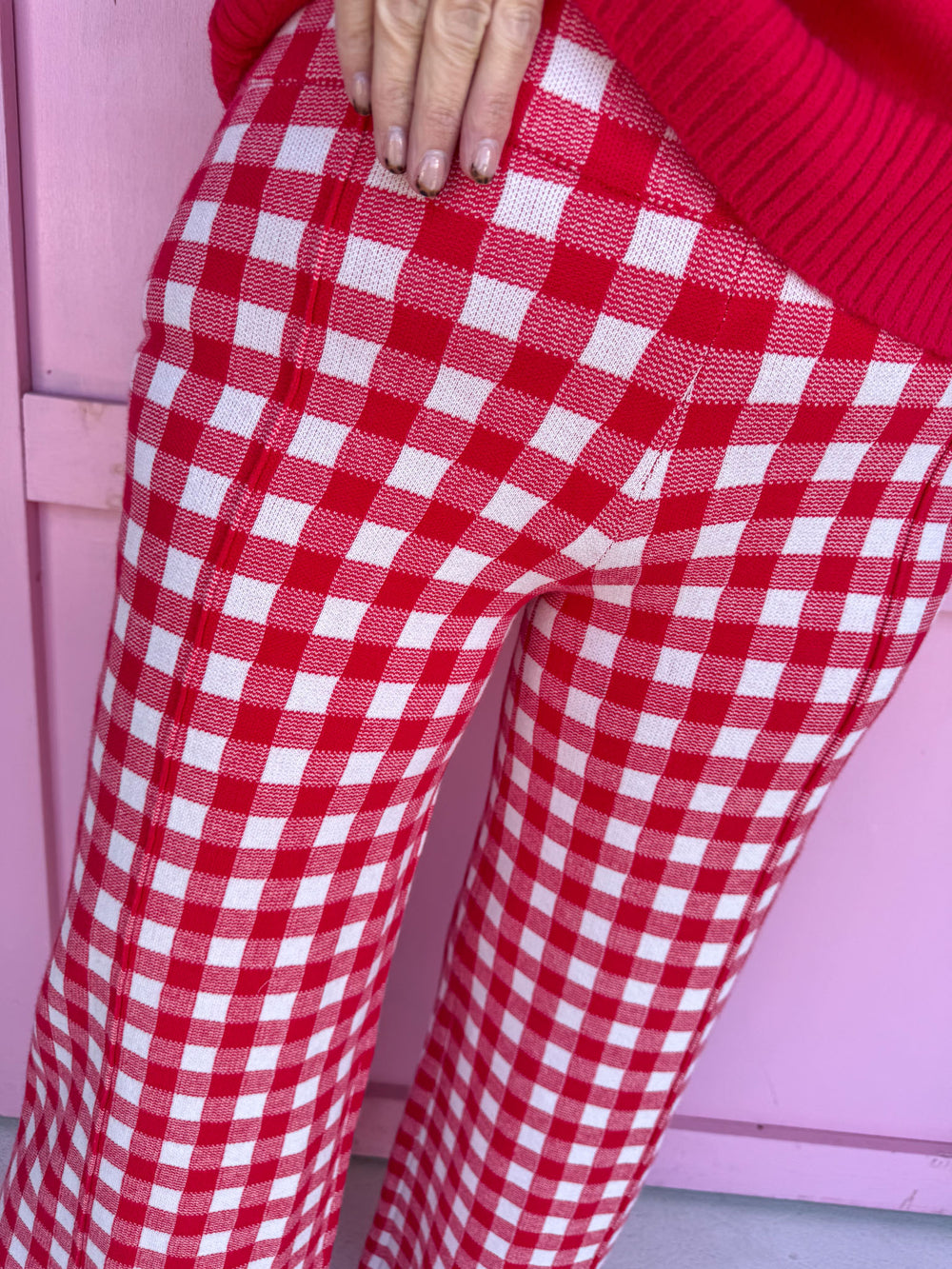 Jincy's Women's Boutique Darling Gingham Pants Red & white Gingham Pants