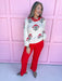 Jincy's Women's Boutique Floral Melody Sweater Ivory Sweater with Red Florals