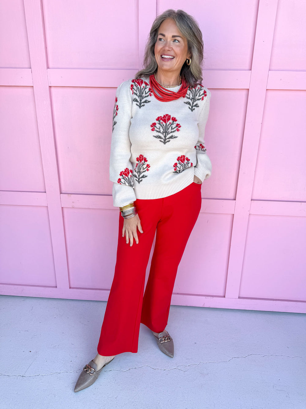 Jincy's Women's Boutique Straight & Chic Pants in Red