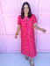 Jincy's Women's Boutique Happy Hour Dress Red Dress with White Bamboo Pattern Plus Size