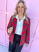 Jincy's Women's Boutique Festive Feeling Jacket Red Plaid Blazer Plus Size