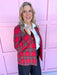 Jincy's Women's Boutique Festive Feeling Jacket Red Plaid Blazer Plus Size