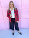 Jincy's Women's Boutique Festive Feeling Jacket Red Plaid Blazer Plus Size